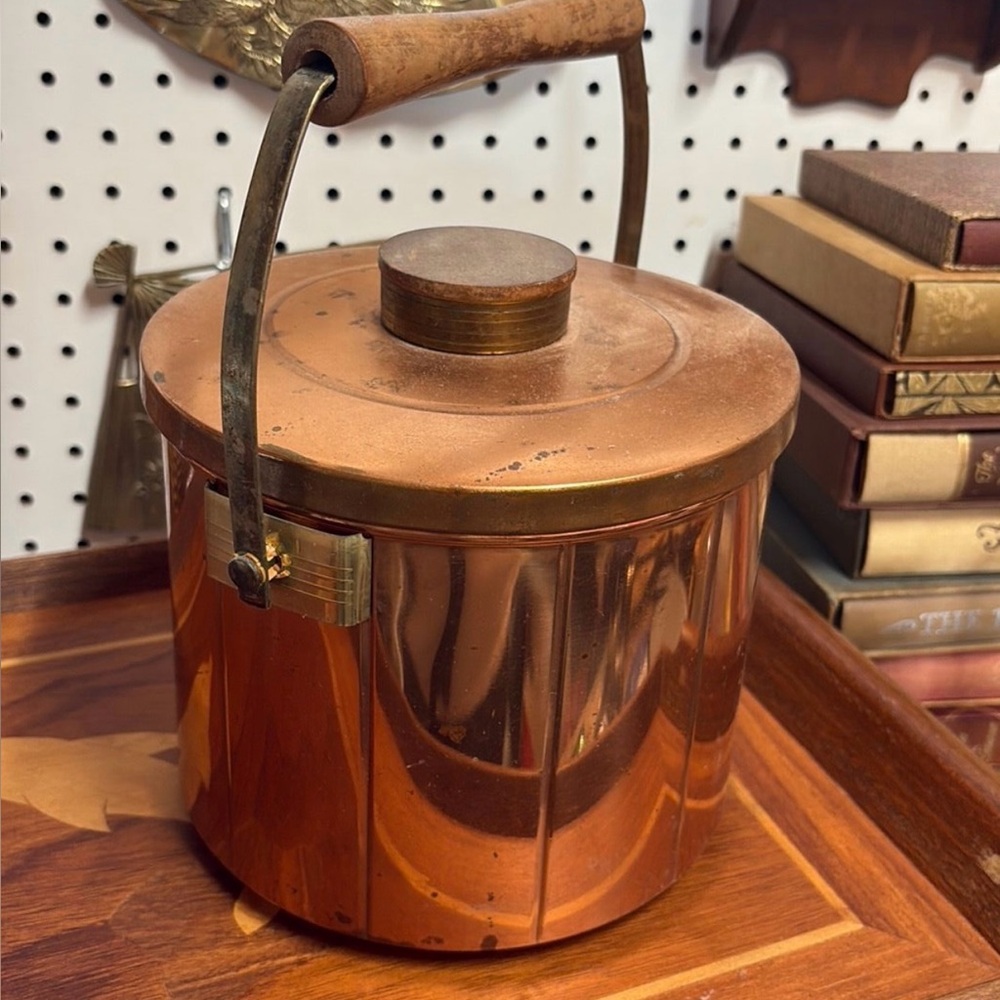 Vintage Copper & Brass Ice Bucket with Handle